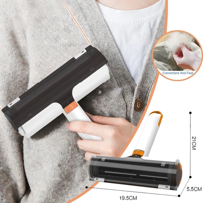 Rouleau anti-poils 2 en 1 réutilisable pour chiens et chats